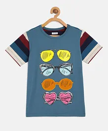 LADORE Kids Sunglasses Print Half Sleeves Tee - Blue