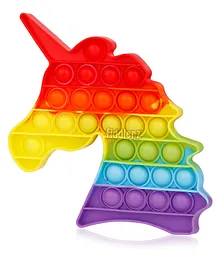 Fiddlerz Unicorn Shaped Stress Relieving Silicone Pop It Fidget Toy - Multicolor