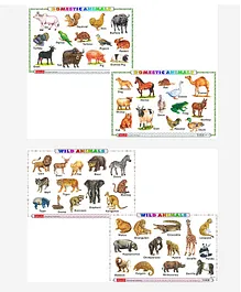 Double Sided Laminated Wild Animals & Domestic Animals  Educational Charts Pack of 2 - English