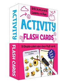 Dreamland Flash Cards Activity - 30 Double Sided Wipe Clean Flash Cards for Kids (With Free Pen)