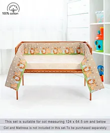 Babyhug 100% Cotton Crib Bumper Snow Bear Theme Regular - Multicolour