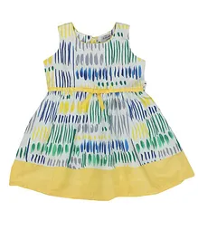 Doodle Girls Clothing Sleeveless Abstract Print Detailing Dress - Yellow