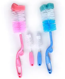 Baby Moo Twist And Turn Bottle And Nipple Cleaning Brush Set Of 4 - Pink Blue