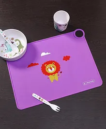 Pine Kids Silicone Lion Printed Placemat - Purple