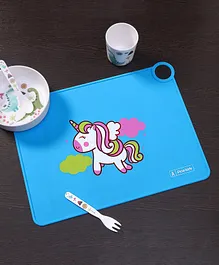 Pine Kids Silicone Unicorn Printed Placemat - Blue
