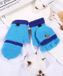 Flaunt Chic Honey Bee Design Mittens - Blue