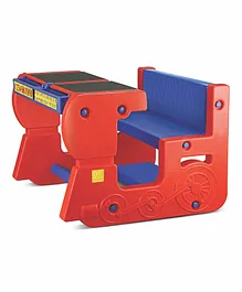 Ok Play Fun On Wheel Double Desk and Chair Set - Red Blue