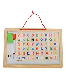 Tinykart Dual Side Writing Board with Magnetic Alphabets and Numbers Small - Brown White