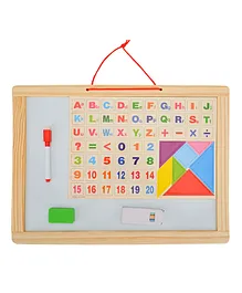 Tinykart Dual Side Writing Board with Magnetic Alphabets and Numbers Extra Large - Brown White