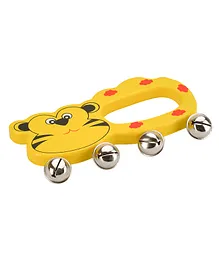 Tinykart Tiger Faced Ghungroo Rattle Toy - Yellow