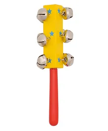 Tinykart Wooden Stick Rattle with Metallic Bells - Yellow & Red