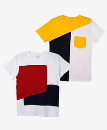 Luke And Lilly Half Sleeves Pack Of 2 Color Blocked Tee - Red