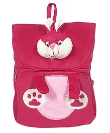 Ultra Felt Velvet School Bag With Bunny Soft Toy Pink - 12 Inches
