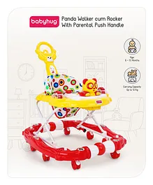 Babyhug Little Bunny Walker Cum Rocker With Parental Push Handle - Red & Yellow (Seat Print & Color May Vary)