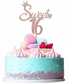 Zyozi Sweet 16 Cake Toppers Glitter Rose Gold - Pack Of  1