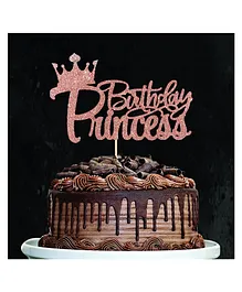 Zyozi Princess Birthday Party Cake Topper - Rose Gold