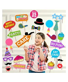Zyozi Birthday Party Photo Props Multicolor - Pack Of 25