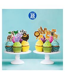 Zyozi Animal Safari Jungle Cupcake Toppers Multicolour - 10 Pieces