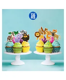 Zyozi Animal Safari Jungle Cupcake Toppers Multicolour - 10 Pieces