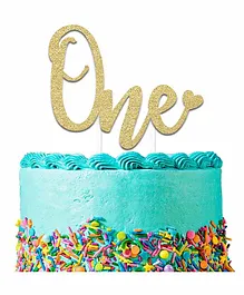 Zyozi 1st Birthday Birthday Boy Cake Topper Golden - Height 10 cm