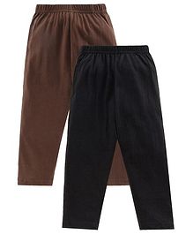 Kiddopanti Pack Of 2 Full Length Solid Pajamas - Black & Brown