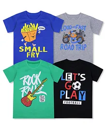 Luke And Lilly Half Sleeves Pack Of 4 Text Print Tee - Multi Color