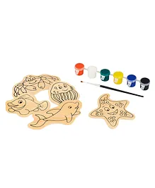 EDUEDGE Paint Us Magnetic Sea Animals Wooden Painting Toy Pack of 5 - Multicolor 