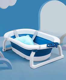 Babyhug Foldable Bathtub with Cushion - Dark Blue