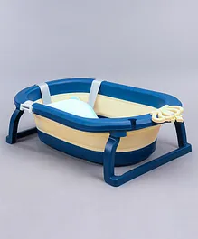 Babyhug Foldable Bathtub with Cushion - Blue Beige