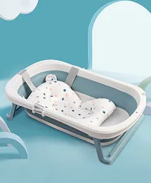 Babyhug Foldable Bathtub with Printed Cushion - Blue
