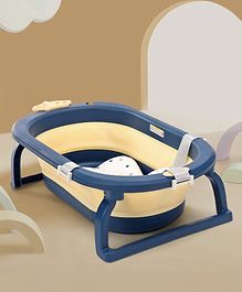 Babyhug Foldable Bathtub with Printed Cushion - Blue Beige