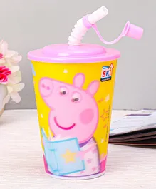 Peppa Pig 3D Pig Designed Small Glass with Straw Pink - 450 ml