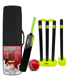 Jaspo CRIC Addict Plastic Cricket Bat Set with Soft Cricket Ball Size 3 - Black