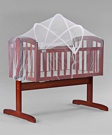 Babyhug Joy Plus Cradle With Mosquito Net - Walnut