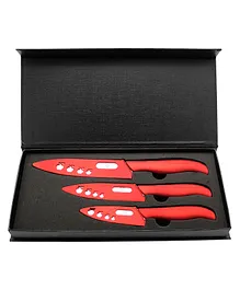 Amour Ceramic 3 Pieces Knife Set - Red