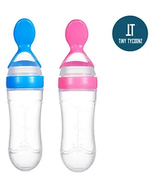 Tiny Tycoonz Silicone Squeezy Food Feeder Bottle Pack Of 2 Multicolor - 90 ml Each