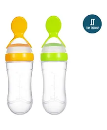 Tiny Tycoonz Silicone Squeezy Food Feeder Bottle Pack Of 2 Multicolor - 90 ml Each