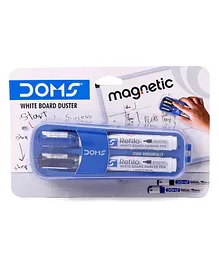 Doms Magnetic Whiteboard Duster With 2 Marker Set - Multicolour