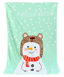 The Little Lookers Multipurpose Mink Blanket Snowman Print - Multicolor