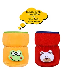 The Little Looker Plush Cotton Bottle Cover Red Yellow Pack of 2 - Fits 125 ml Bottle Each