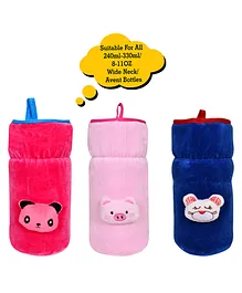 The Little Looker Plush Cotton Bottle Cover Pink Blue Pack of 3 - Fits 330 ml Bottle 