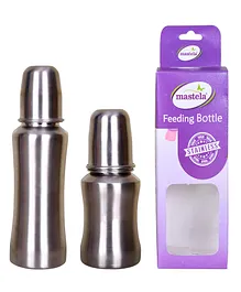Mastela Stainless Steel Feeding Bottle Pack of 2 - 140 ml & 240 ml