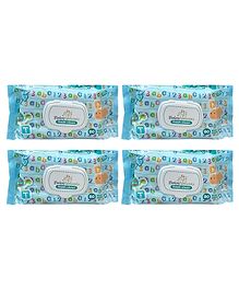 The Little Lookers  Soft Cleansing Anti Bacterial Baby Cotton Wipes Pack Of 4 - 90 Pieces Each