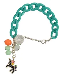 Arendelle Chain With Beads And Unicorn Charm Bracelet - Green
