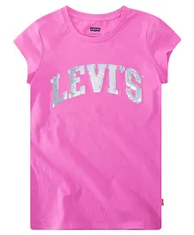 Levi's® Short Sleeves Sequined Logo Detailing Tee - Pink