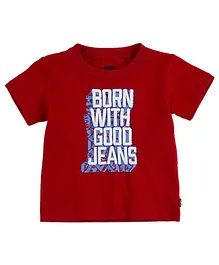 Levi's® Half Sleeves Born With Good Jeans Print T - Super Red