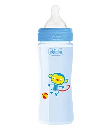 Chicco WellBeing Feeding Bottle with Fast Flow Blue - 330 ml