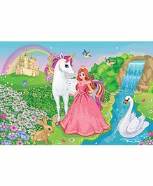 WENS Magical Unicorn with Princess Self Adhesive Wall Poster - Multicolor