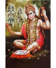 WENS Lord Hanuman Theme Self Adhesive Wall Poster - Multicolor