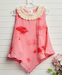 Nino By Vani Mehta Sleeveless Tie Dye Lace Detailed Dress - Peach